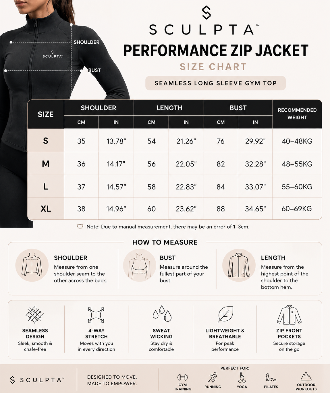 Sculpta™ Performance Zip Jacket | Seamless Long Sleeve Gym Top