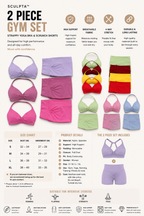 Sculpta™ Women’s 2 Piece Scrunch Gym Set | High-Waisted Shorts & Strappy Sports Bra | Seamless Workout Outfit