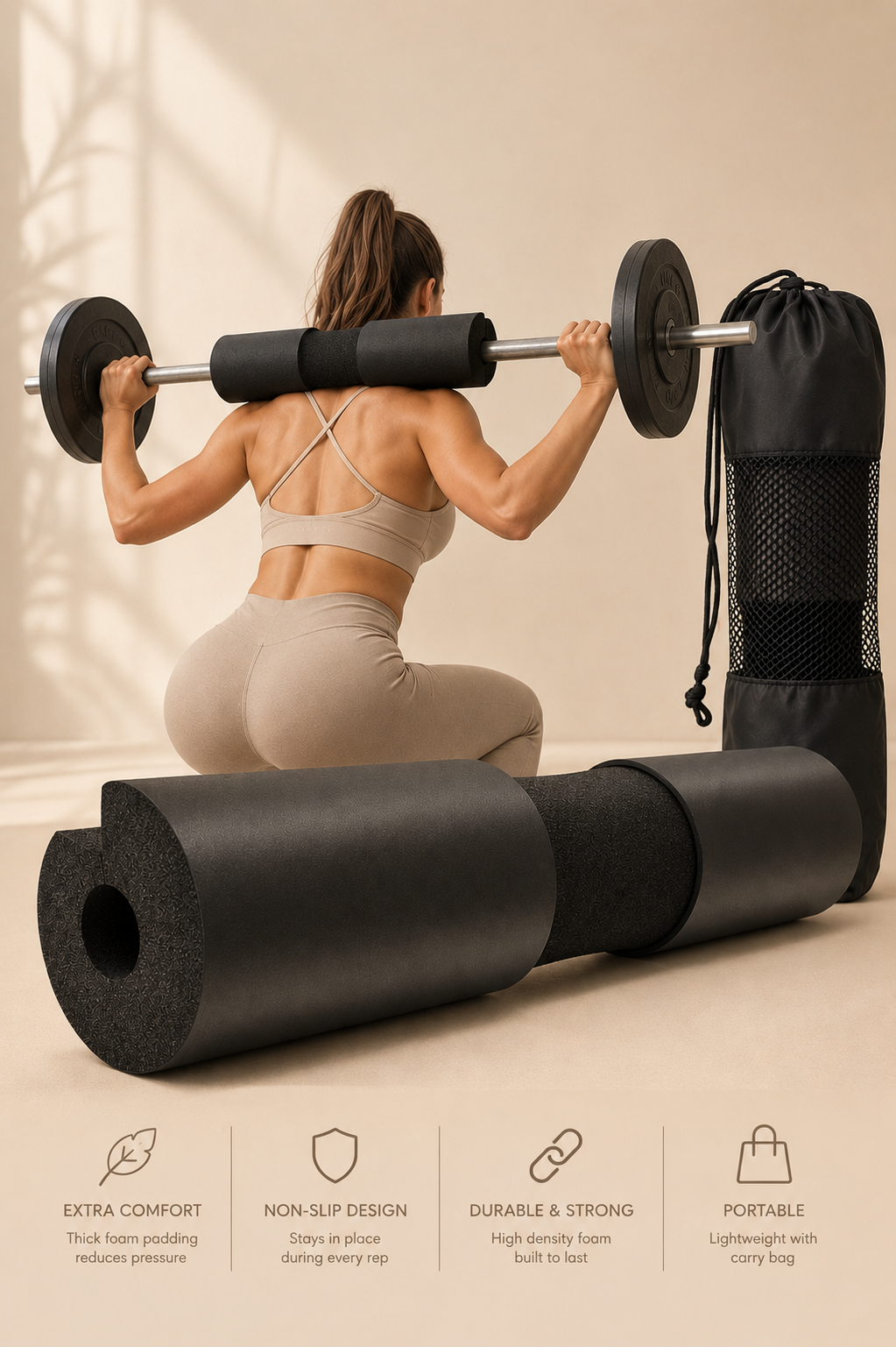 Sculpta™ Barbell Shoulder Pads Thickened Squat Weightlifting Foam Neck Pads Lunges Hip Thrusts Powerlifting Deadlift Gym Fitness Training