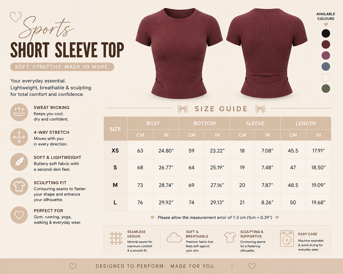 Sculpta™ Seamless Gym Set | Sculpt Performance T-Shirt & Scrunch Shorts for Women