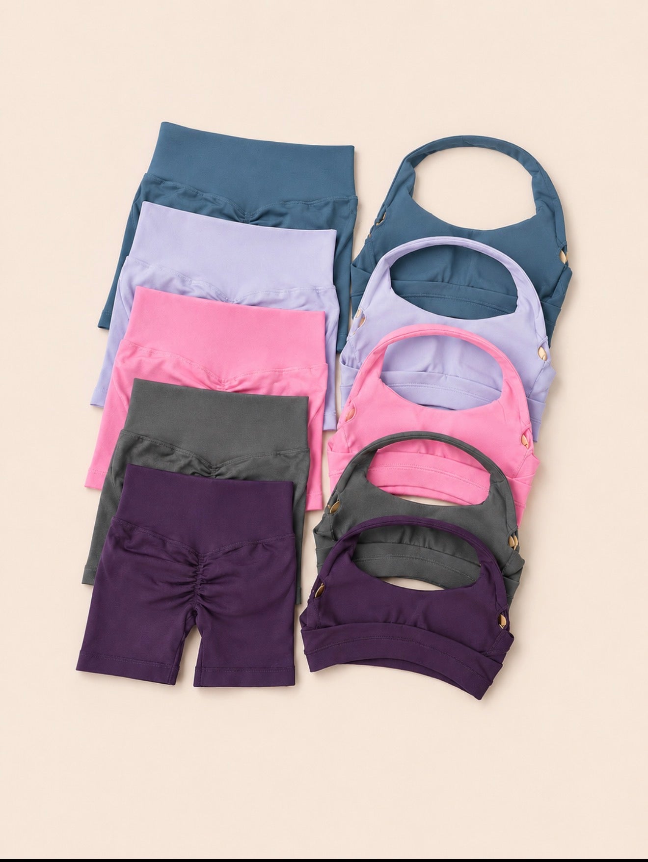 Sculpta™ Halter Neck Sports Bra & High Waist Scrunch Shorts Gym Set | Seamless Yoga & Pilates Activewear for Women