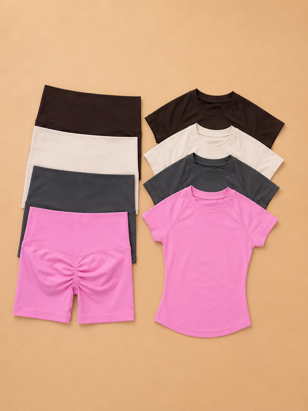 Sculpta™ Seamless Gym Set | Sculpt Performance T-Shirt & Scrunch Shorts for Women