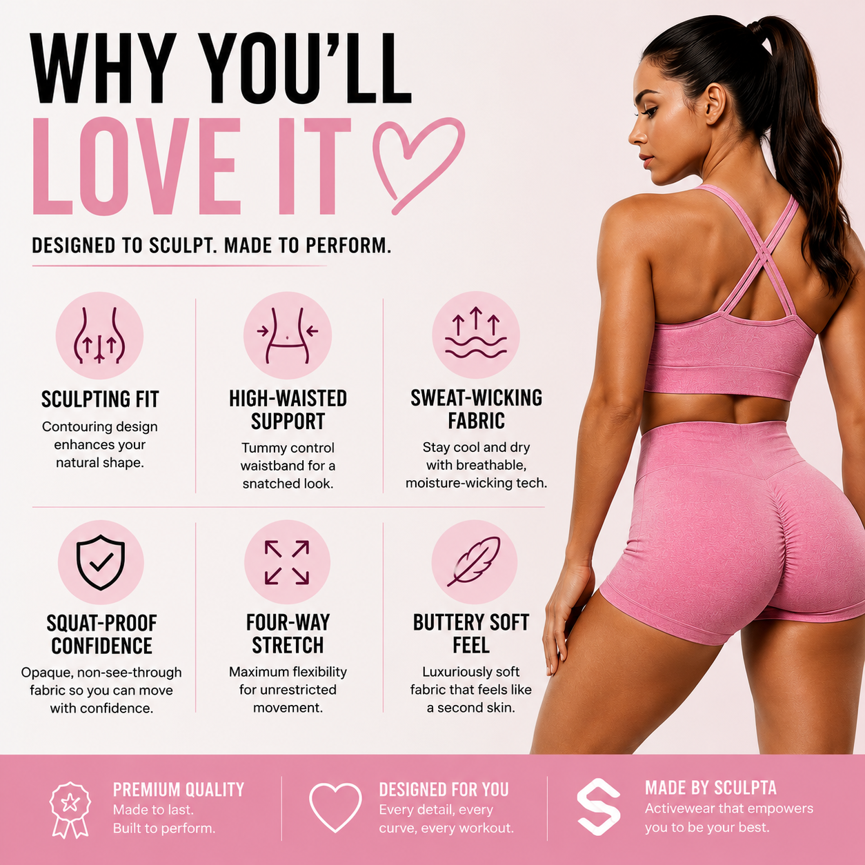 Sculpta™ Sculpt Seamless Scrunch Bum Gym Set