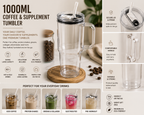 Sculpta™ 1000ml Coffee & Supplement Tumbler | Reusable Travel Cup with Lid & Straw