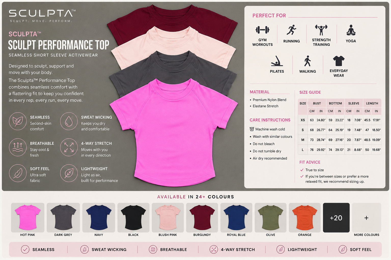 Sculpta™ Sculpt Performance Top | Seamless Short Sleeve Activewear