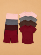 Sculpta™ 2 Piece Seamless Gym Set | Women’s Short Sleeve Crop Top & High Waist Sports Shorts Activewear