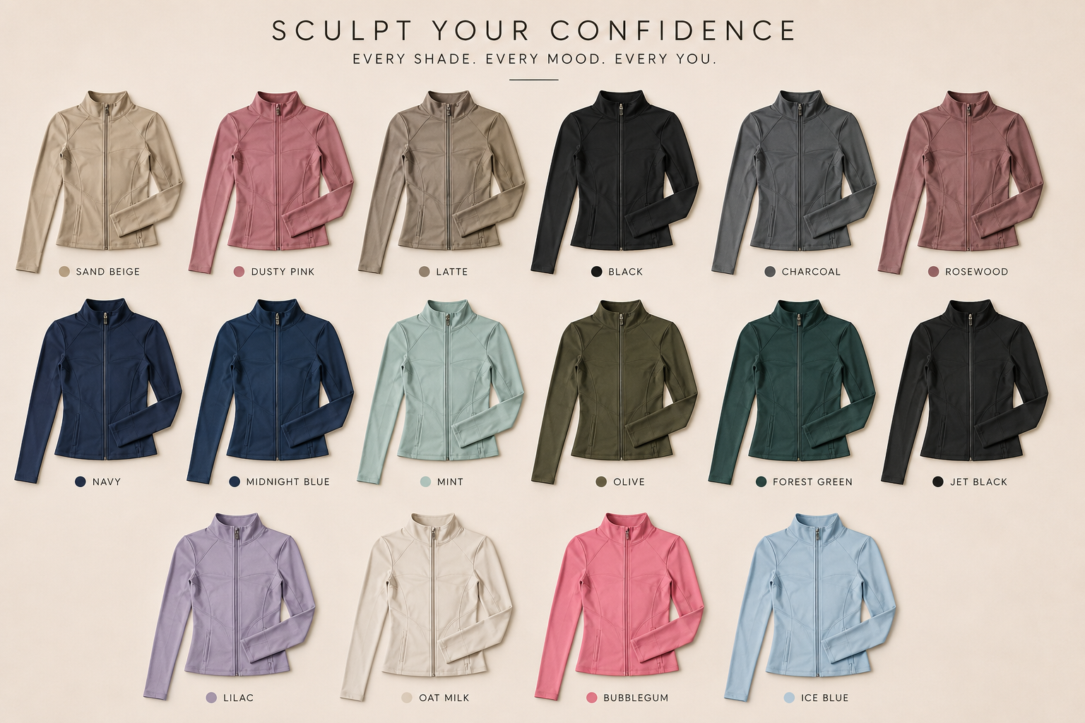 Sculpta™ Performance Zip Jacket | Seamless Long Sleeve Gym Top