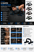 Sculpta® U-Shaped Push-Up Bars | Non-Slip Strength Training Push-Up Handles for Home Gym Workouts
