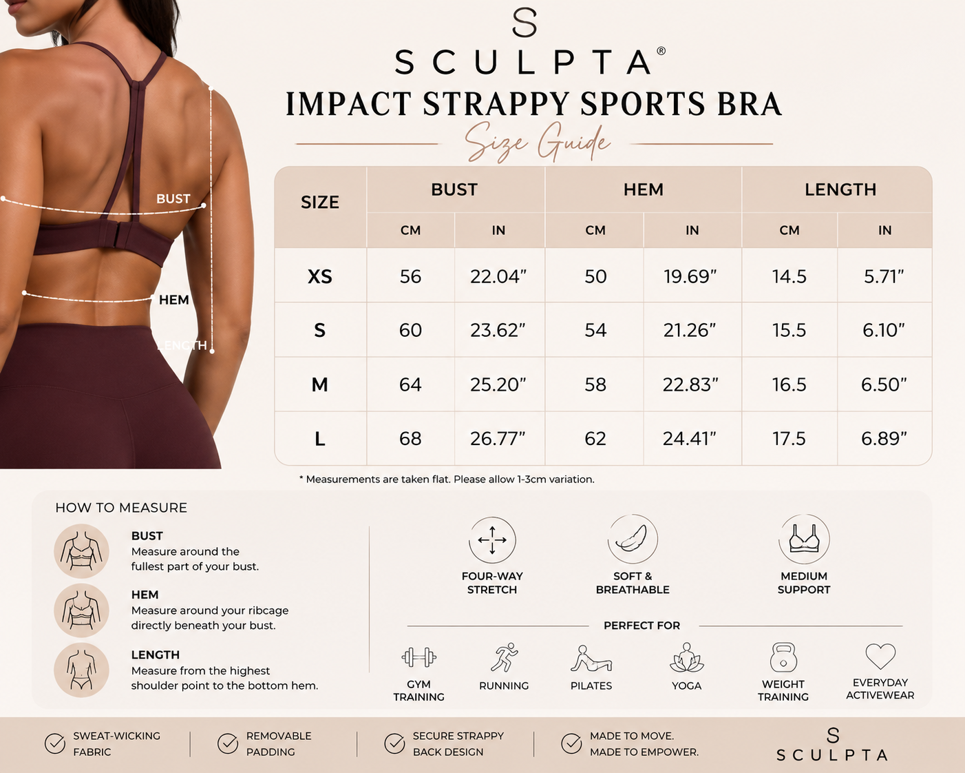 Sculpta™ Impact Strappy Sports Bra | High Support Gym Bra for Running, Training & Activewear