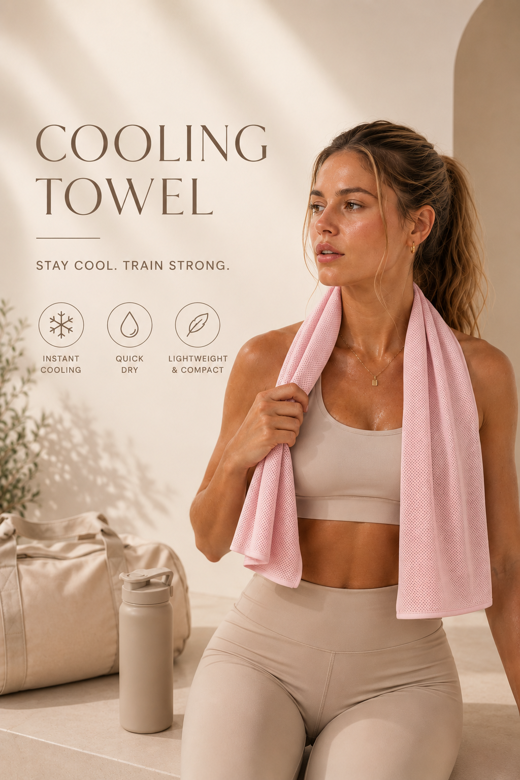 Sculpta™ Cooling Gym Towel | Instant Cooling Microfibre Sports Towel with Silicone Carry Case | Quick Dry for Gym, Running, Fitness, Hiking & Travel