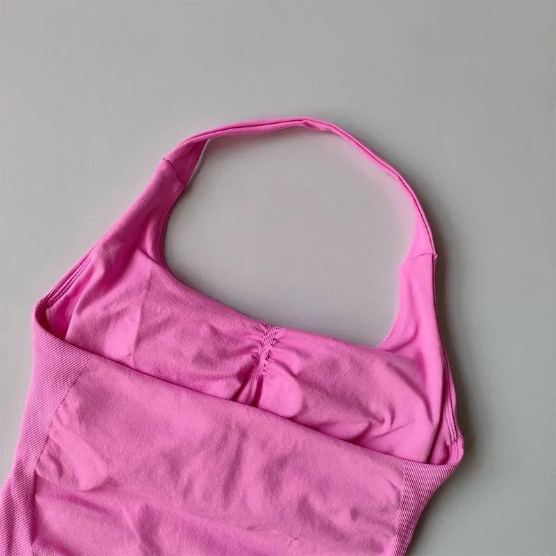Sculpta™ Halter Sports Bra | High Support Seamless Gym & Running Bra for Women