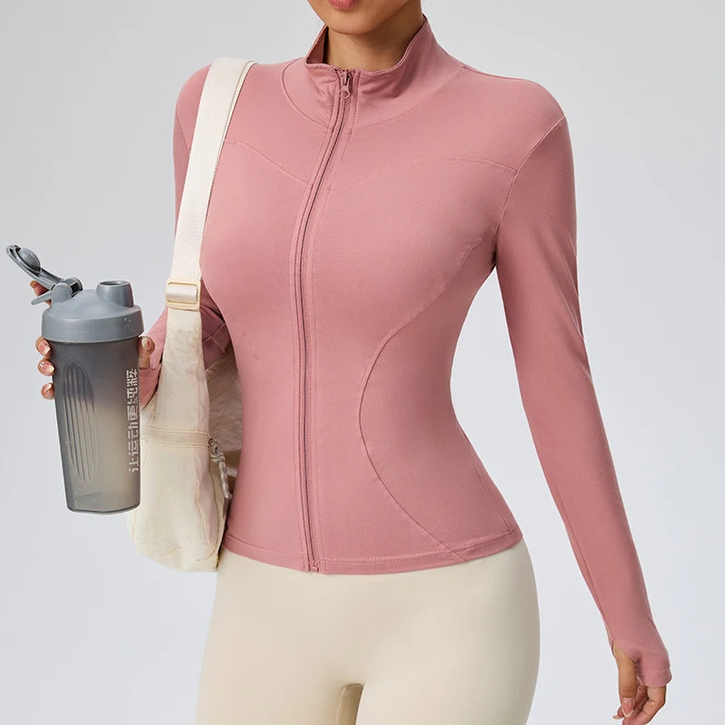 Sculpta™ Women’s Long Sleeve Zip Gym Jacket | Quick-Dry Slim Fit Fitness Top