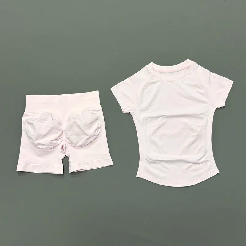 Sculpta™ Seamless Gym Set | Sculpt Performance T-Shirt & Scrunch Shorts for Women