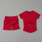 Sculpta™ 2 Piece Seamless Gym Set | Women’s Short Sleeve Crop Top & High Waist Sports Shorts Activewear