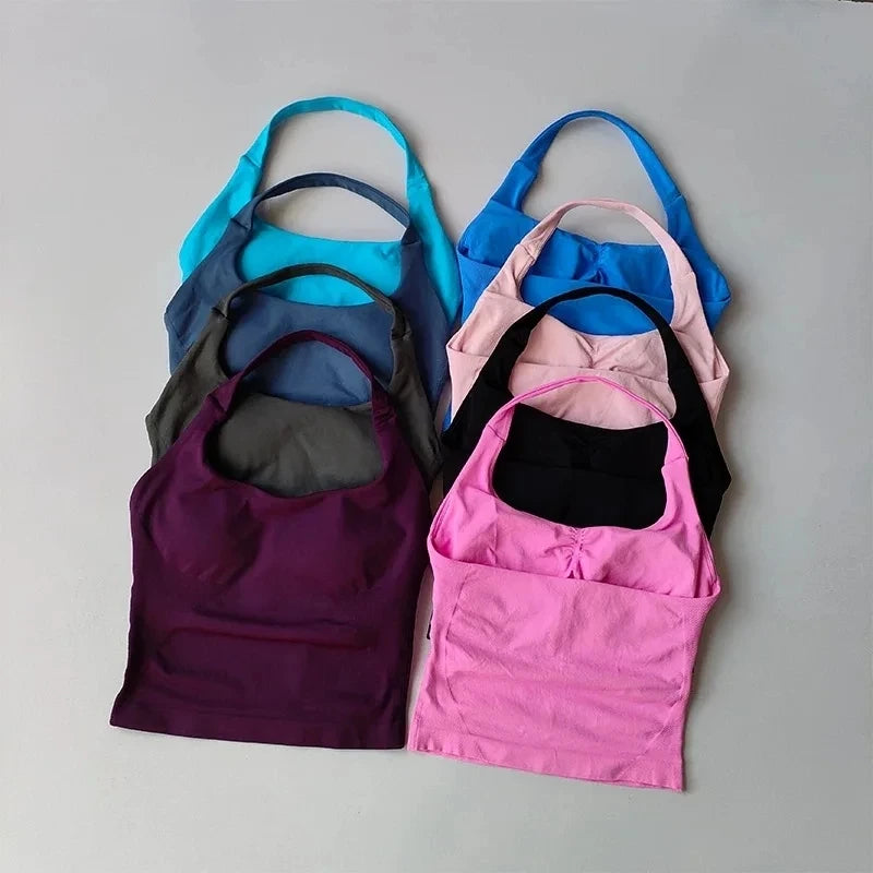 Sculpta™ Seamless Halter Neck Gym Top | Built-In Bra Women’s Fitness Tank