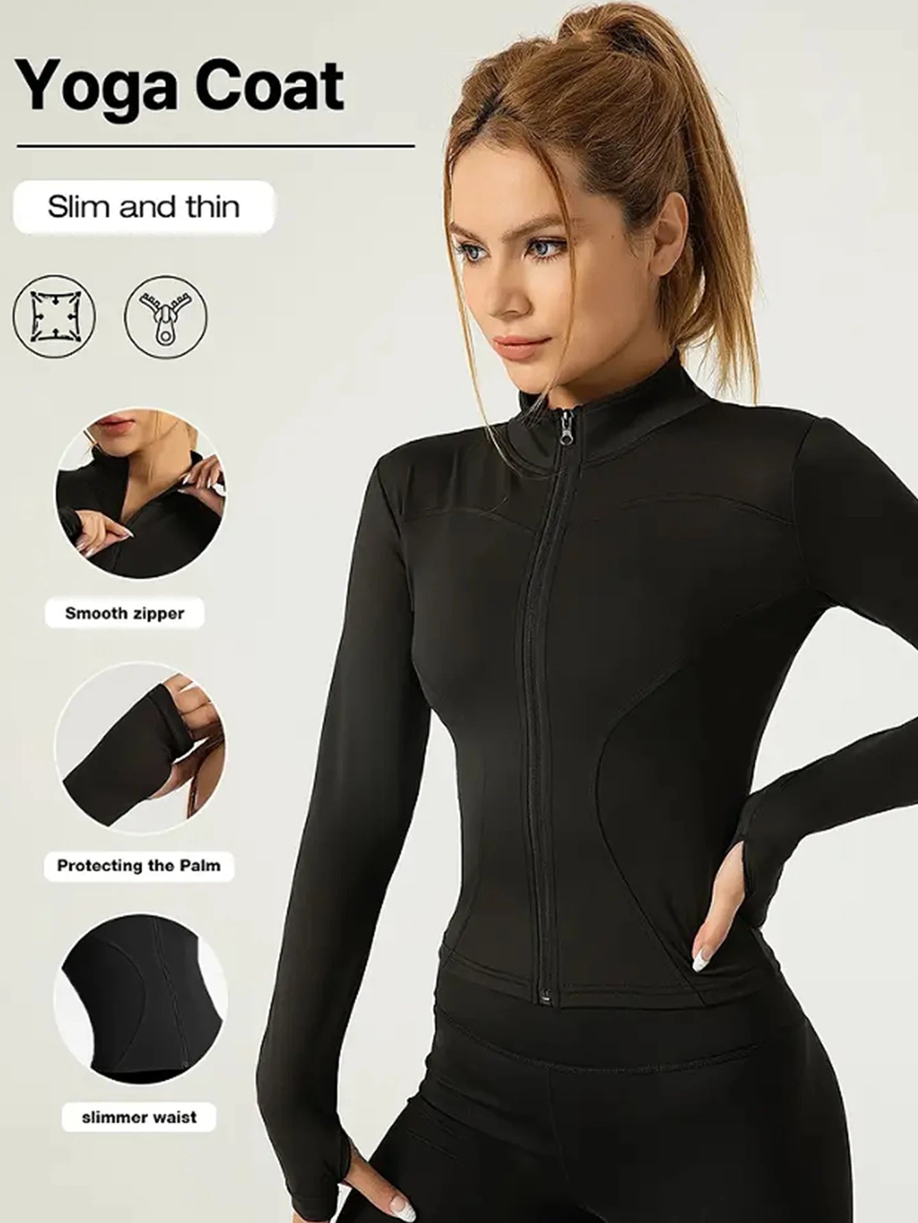 Sculpta™ Women’s Long Sleeve Zip Gym Jacket | Quick-Dry Slim Fit Fitness Top