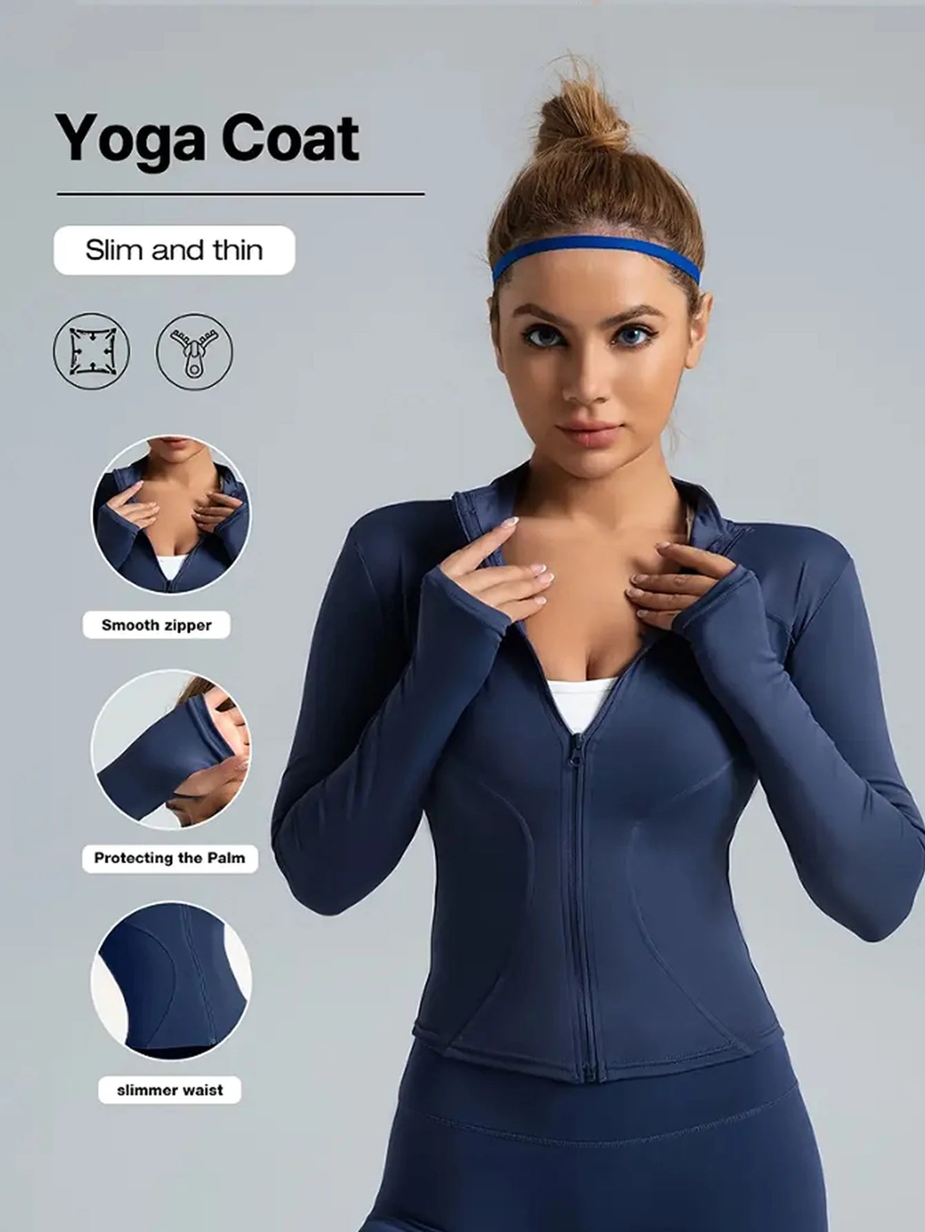 Sculpta™ Women’s Long Sleeve Zip Gym Jacket | Quick-Dry Slim Fit Fitness Top