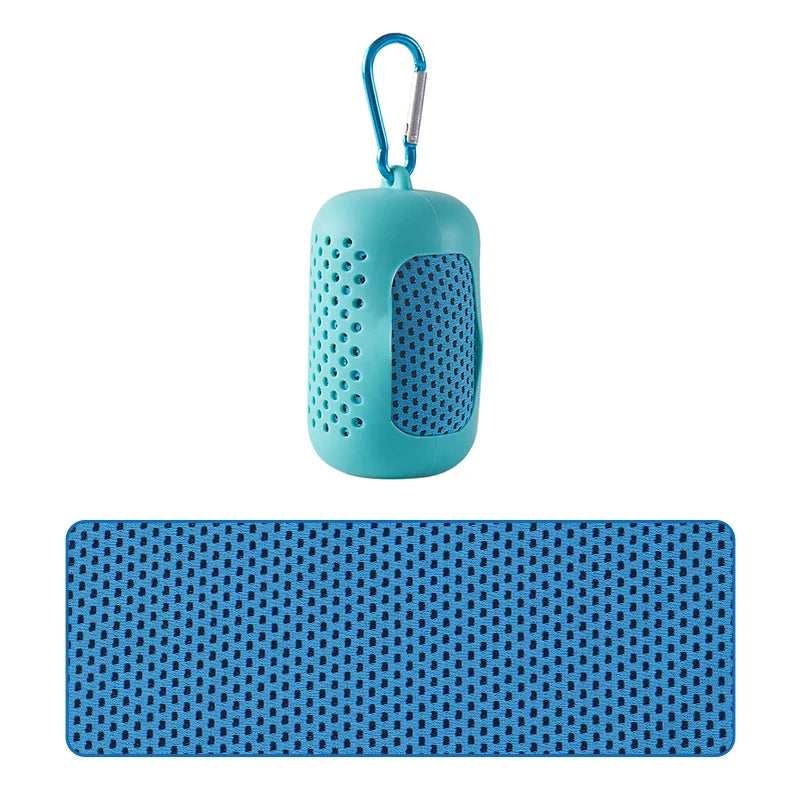 Sculpta™ Cooling Gym Towel | Instant Cooling Microfibre Sports Towel with Silicone Carry Case | Quick Dry for Gym, Running, Fitness, Hiking & Travel