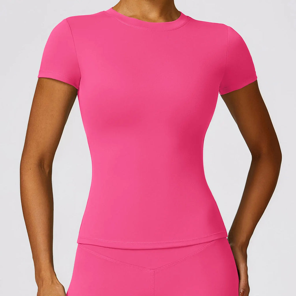 Sculpta Women Running Sports T Shirt Summer Short Sleeve Round Neck Breathable Stretchy GYM Yoga Slim Fitness Active Top Tee