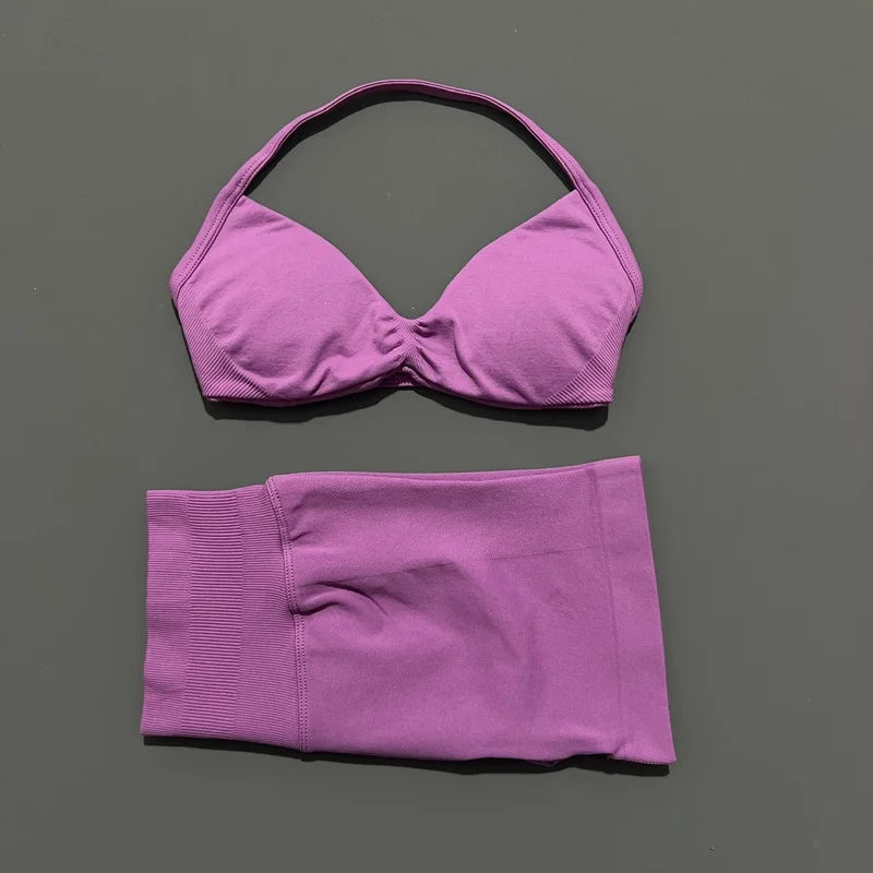 Sculpta™ Women’s 2 Piece Scrunch Gym Set | High-Waisted Shorts & Strappy Sports Bra | Seamless Workout Outfit