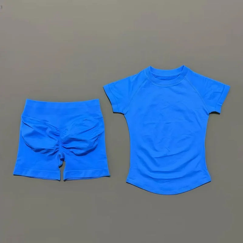 Sculpta™ Seamless Gym Set | Sculpt Performance T-Shirt & Scrunch Shorts for Women