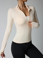 Sculpta™ Women’s Long Sleeve Zip Gym Jacket | Quick-Dry Slim Fit Fitness Top