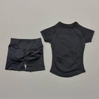 Sculpta™ 2 Piece Seamless Gym Set | Women’s Short Sleeve Crop Top & High Waist Sports Shorts Activewear