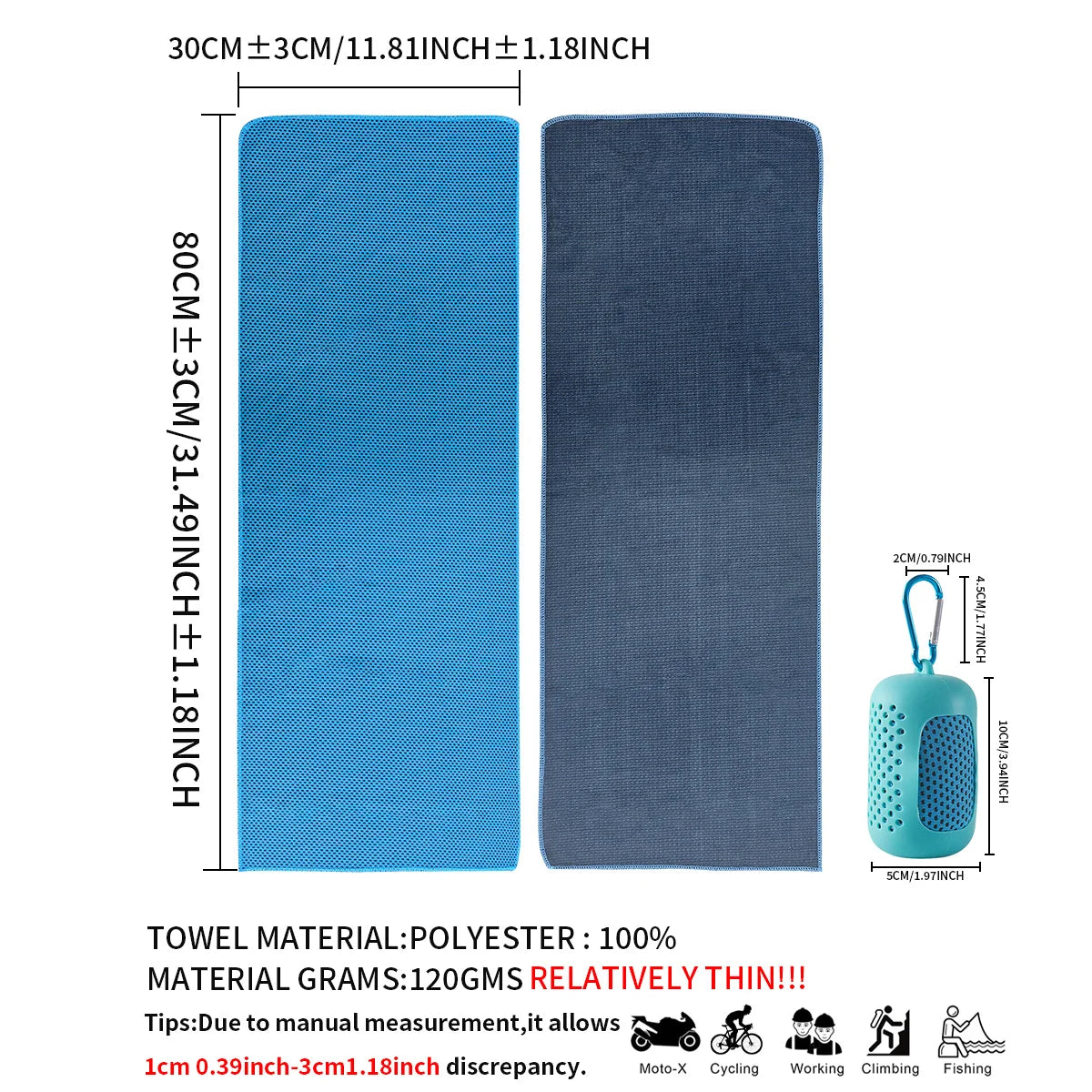 Sculpta™ Cooling Gym Towel | Instant Cooling Microfibre Sports Towel with Silicone Carry Case | Quick Dry for Gym, Running, Fitness, Hiking & Travel