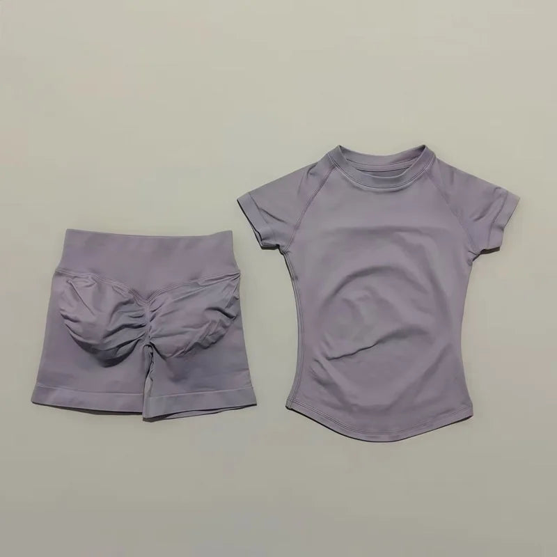 Sculpta™ Seamless Gym Set | Sculpt Performance T-Shirt & Scrunch Shorts for Women