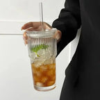 Sculpta™ 600ml Glass Tumbler with Lid & Straw | Premium Coffee, Matcha & Iced Drink Cup