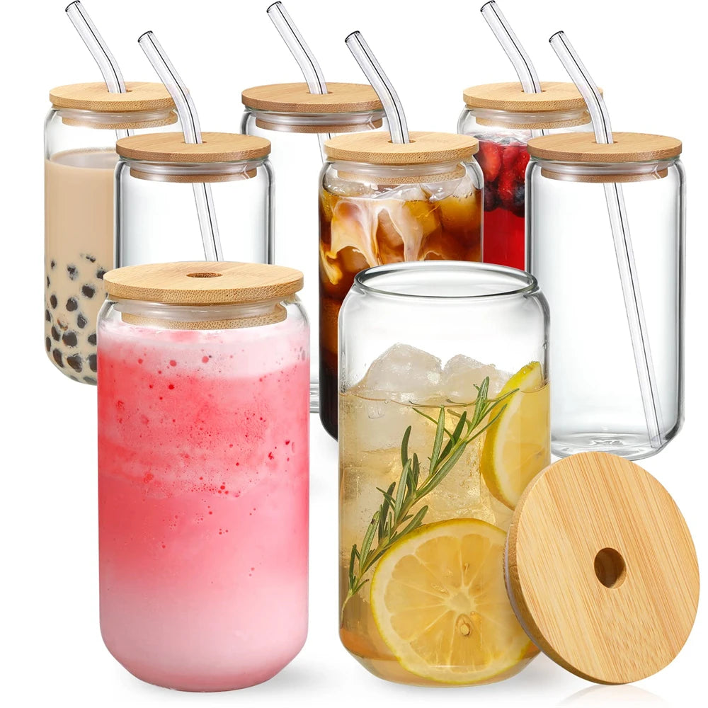 Sculpta™ Glass Protein Tumbler | Bamboo Lid & Reusable Straw Coffee & Supplement Cup