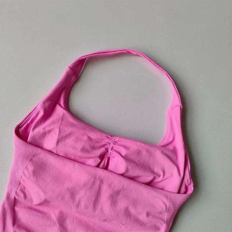 Sculpta™ Seamless Halter Neck Gym Top | Built-In Bra Women’s Fitness Tank
