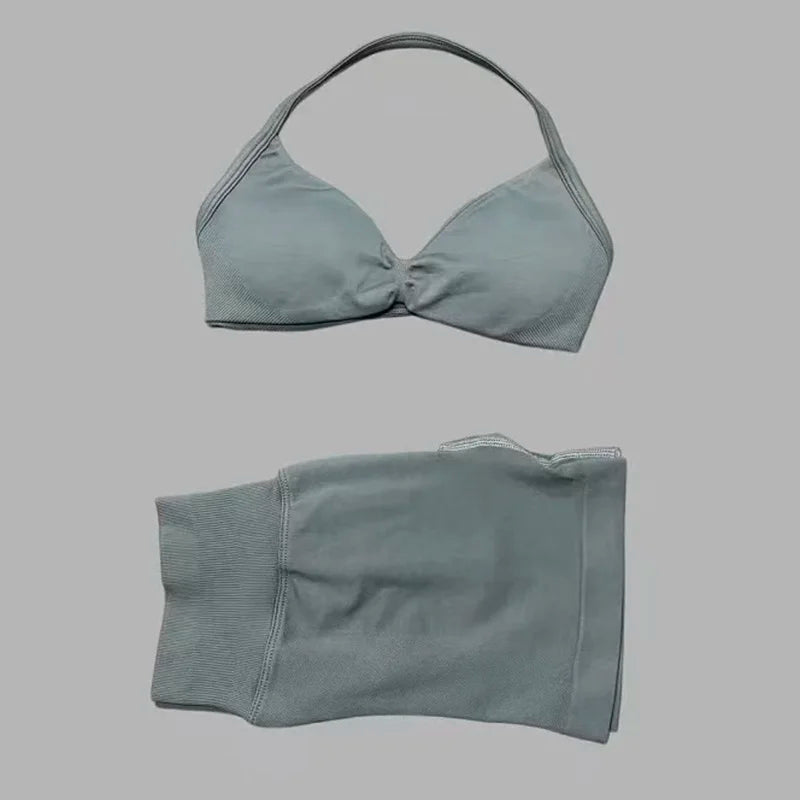 Sculpta™ Women’s 2 Piece Scrunch Gym Set | High-Waisted Shorts & Strappy Sports Bra | Seamless Workout Outfit