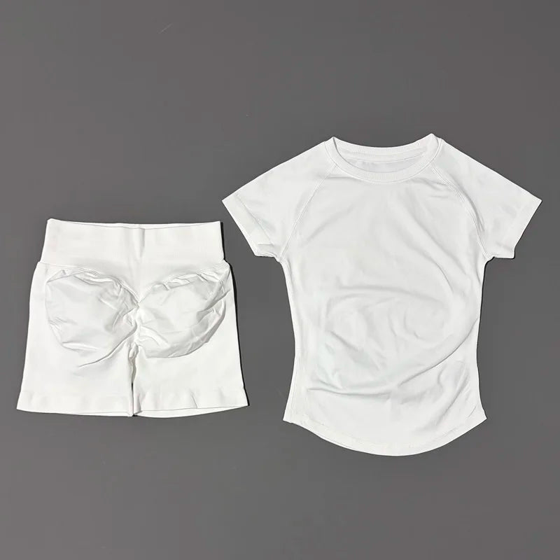 Sculpta™ Seamless Gym Set | Sculpt Performance T-Shirt & Scrunch Shorts for Women
